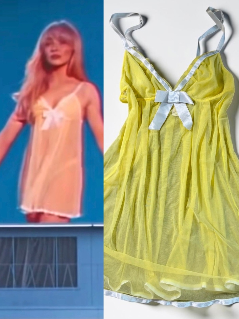 ASO Sabrina Carpenter Vintage Victoria’s Secret Angels Yellow Babydoll Chemise M